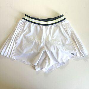 Wilson Girls' Pleated Sides Lined Tennis Shorts White Small (7-8)